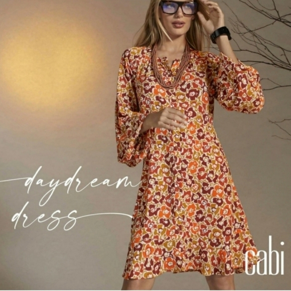 CAbi "Daydream" A-Line Midi Dress Size Medium, Style #4238, Colorful, Autumn - Picture 2 of 14
